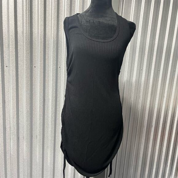Reformation Black Ribbed Knit Midi Tank Dress XL Casual Stretchy - Picture 8 of 11